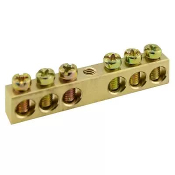 Шина PEN TS-0609C 6х9 6 отверстий крепление по центру Энергия - Электрика, НВА - Щитки и аксессуары для монтажа - Шины нулевые - . Магазин оборудования для автономного и резервного электропитания Ekosolar.ru в Королевах