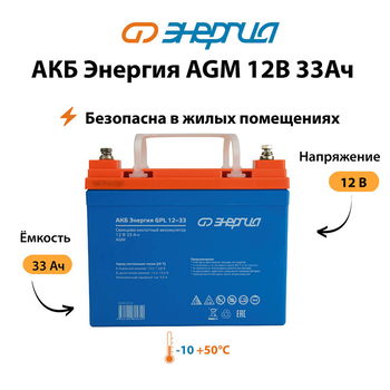 Аккумулятор для ИБП Энергия AGM 12v 33Ah - ИБП и АКБ - Аккумуляторы - . Магазин оборудования для автономного и резервного электропитания Ekosolar.ru в Королевах