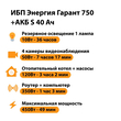 ИБП Энергия Гарант 750 + Аккумулятор S 40 Ач - 12В (450Вт - 49мин) - ИБП и АКБ - ИБП для котлов - . Магазин оборудования для автономного и резервного электропитания Ekosolar.ru в Королевах