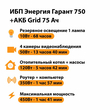 ИБП для котла Энергия Гарант 750 + Аккумулятор Grid 75 Ah 12 v (450Вт - 91мин) - ИБП и АКБ - ИБП для котлов - . Магазин оборудования для автономного и резервного электропитания Ekosolar.ru в Королевах